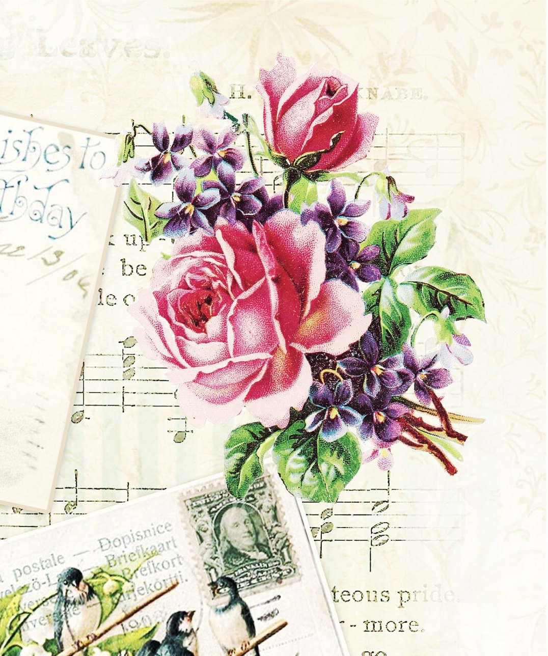 Large Decoupage Paper - Decoupage Art - Rice Paper for Decoupage - Vintage Decoupage - Flowers