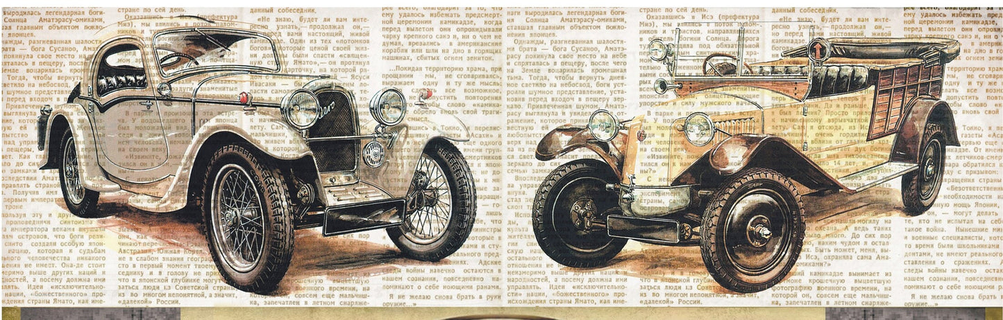 Large Decoupage Paper - Decoupage Art - Rice Paper for Decoupage - Vintage Decoupage - Women Driver