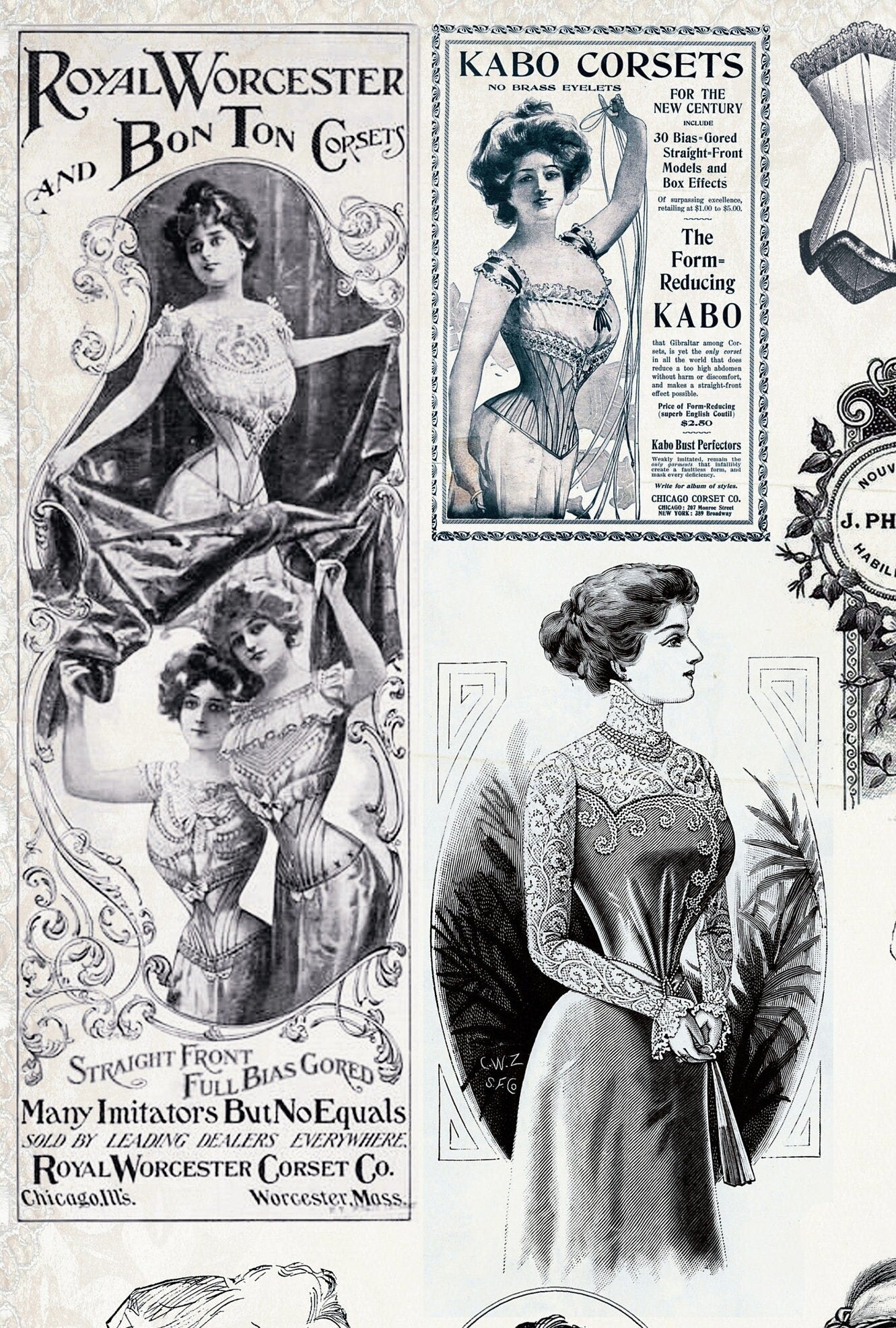 Large Vintage Women Decoupage Rice Paper – Furniture Art