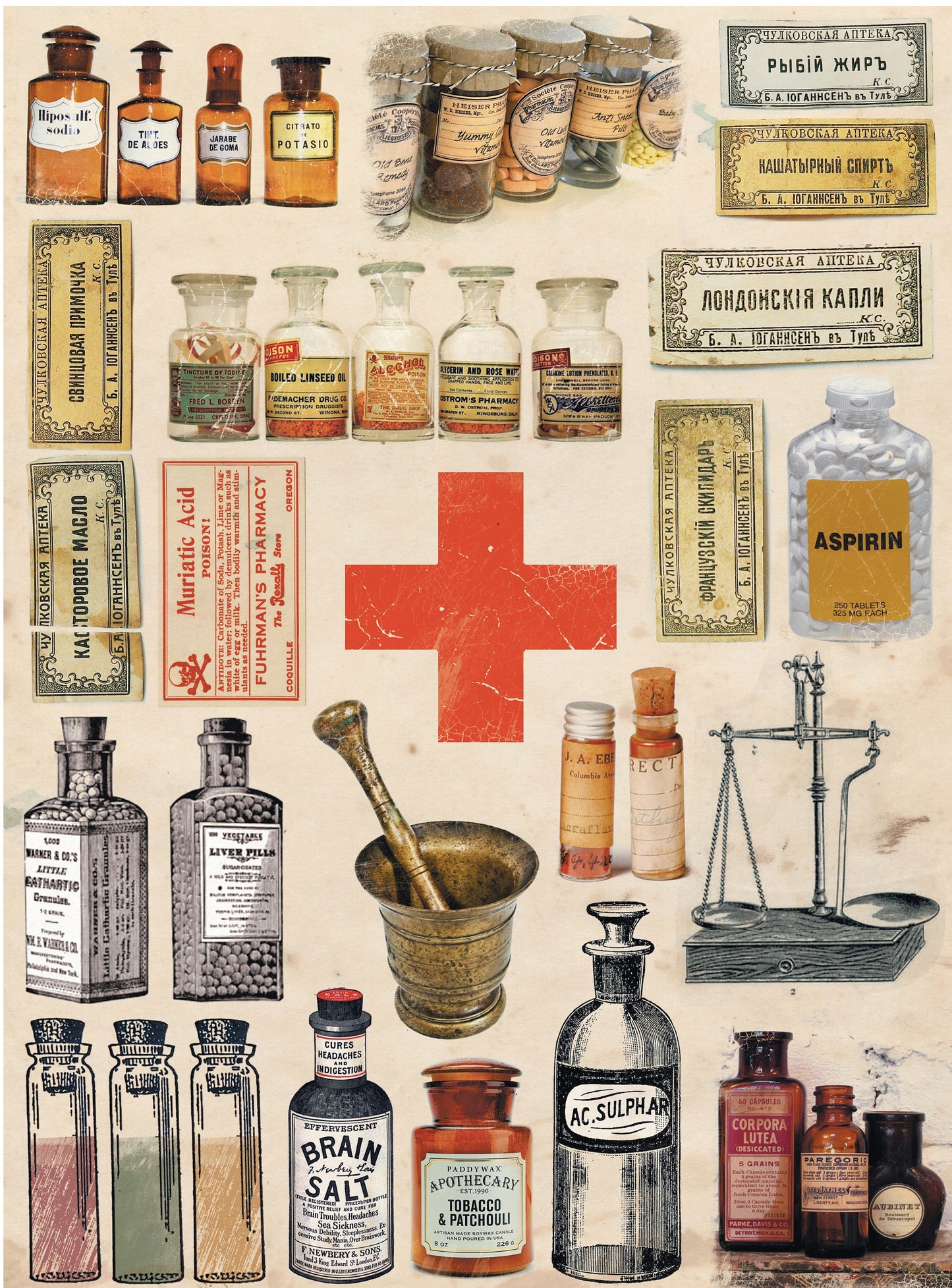 Large Decoupage Paper - Decoupage Art - Rice Paper for Decoupage - Decoupage for Furniture - Vintage Decoupage - Pharmacy Medical