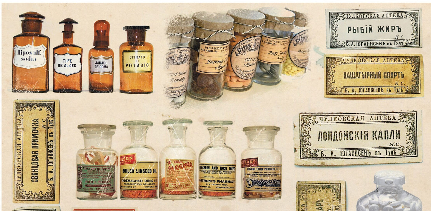 Large Decoupage Paper - Decoupage Art - Rice Paper for Decoupage - Decoupage for Furniture - Vintage Decoupage - Pharmacy Medical