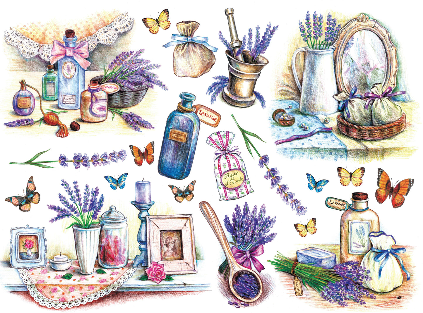 Large Decoupage Paper - Decoupage Art - Rice Paper for Decoupage - Decoupage for Furniture - Vintage Decoupage - Watercolor Flowers