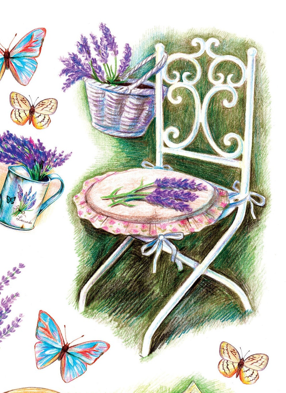 Large Decoupage Paper - Decoupage Art - Rice Paper for Decoupage - Decoupage for Furniture - Vintage Decoupage - Watercolor Flowers Lavander