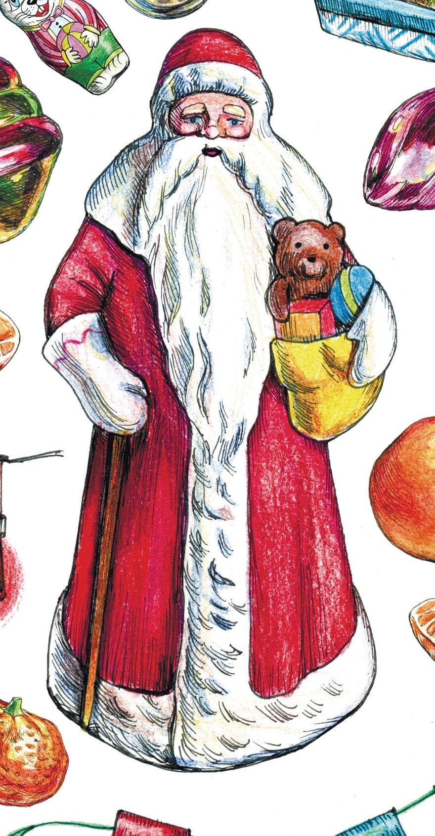 Large Decoupage Paper - Decoupage Art - Rice Paper for Decoupage - Decoupage for Furniture - Vintage Decoupage - Santa Christmas