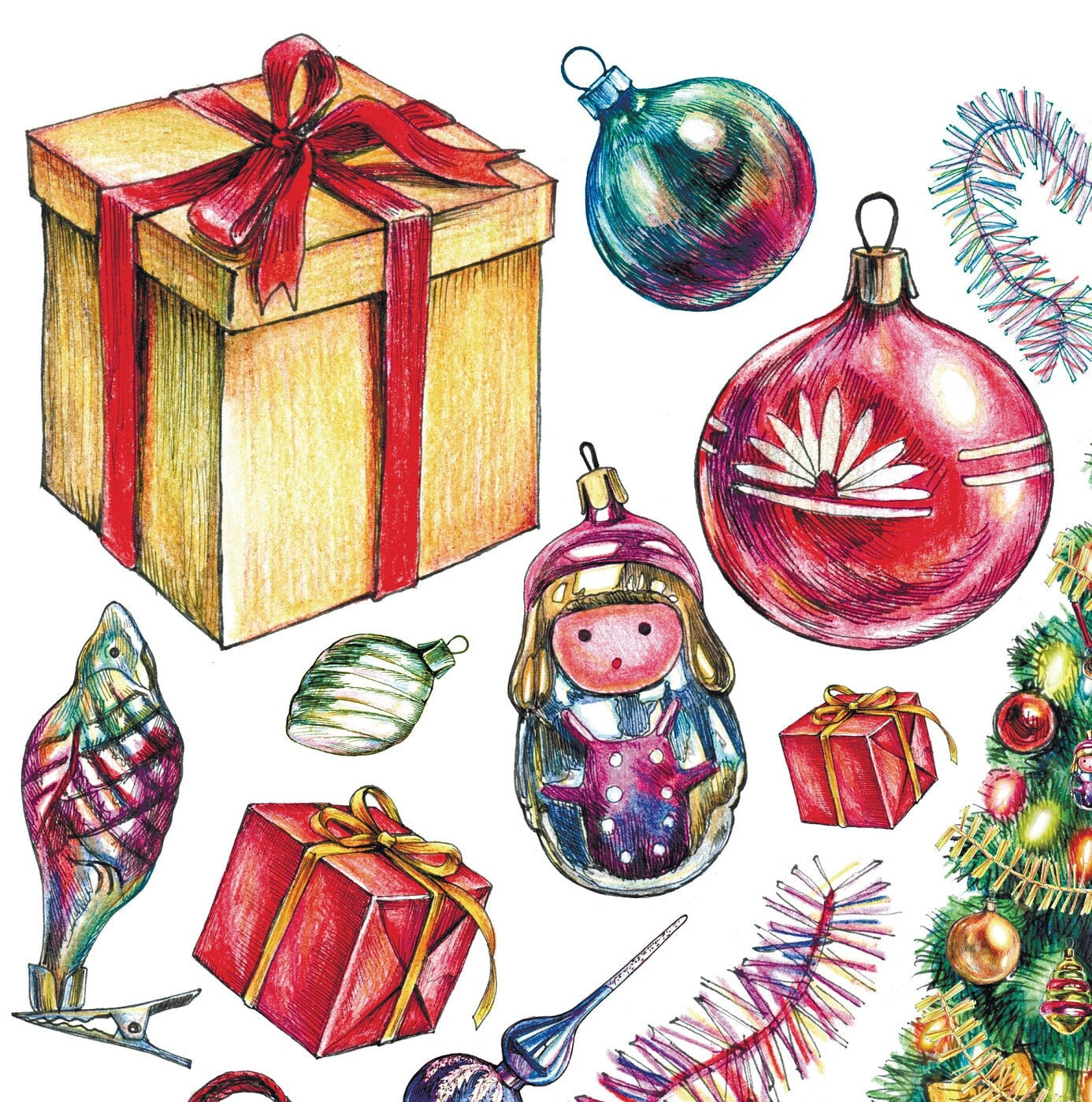 Large Decoupage Paper - Decoupage Art - Rice Paper for Decoupage - Decoupage for Furniture - Vintage Decoupage - Christmas Tree