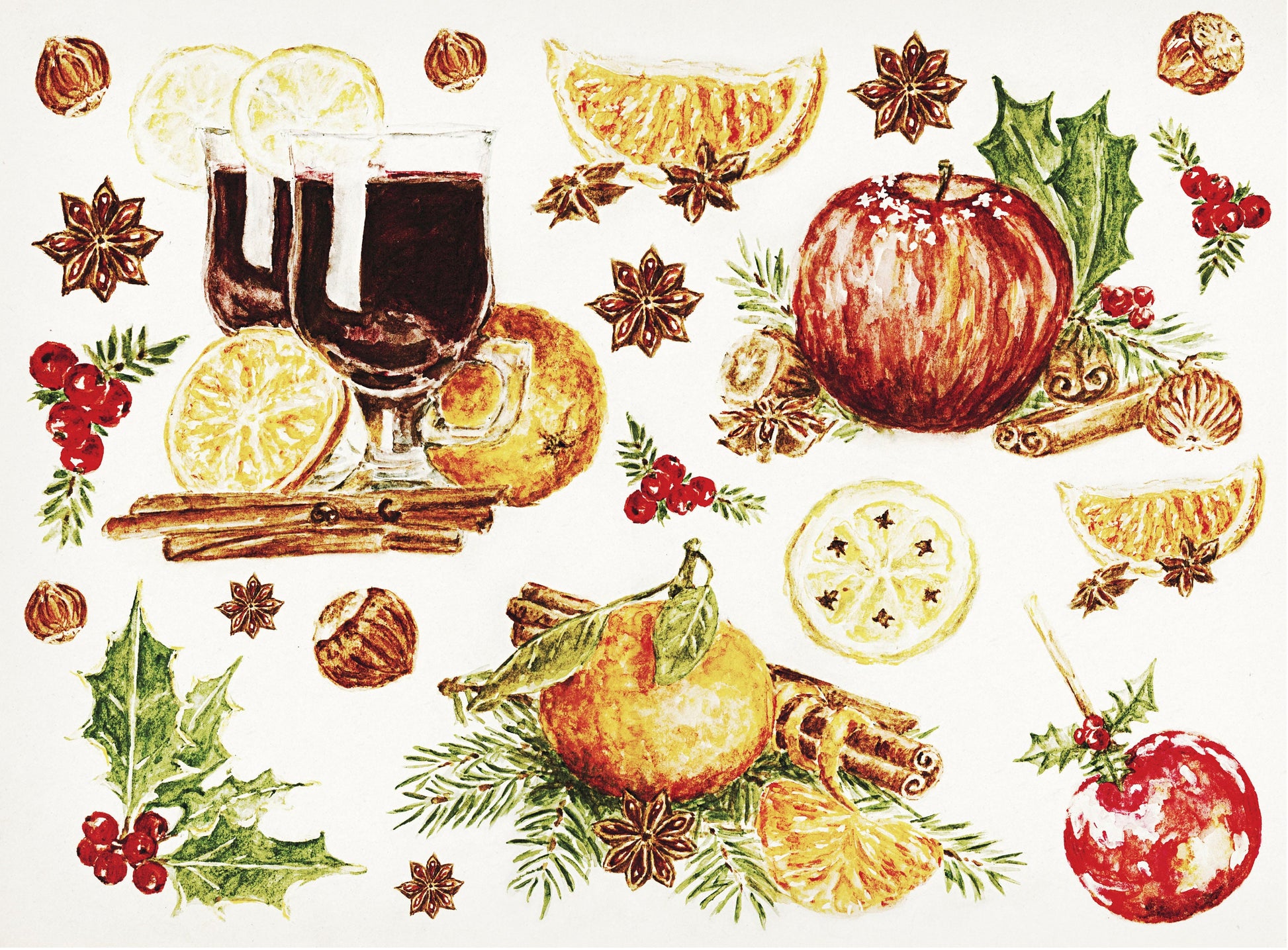 Large Decoupage Paper - Decoupage Art - Rice Paper for Decoupage - Decoupage for Furniture - Vintage Decoupage - Christmas Watercolor