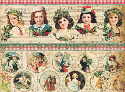 Large Decoupage Paper - Decoupage Art - Rice Paper for Decoupage - Decoupage for Furniture - Vintage Decoupage - Little Girls