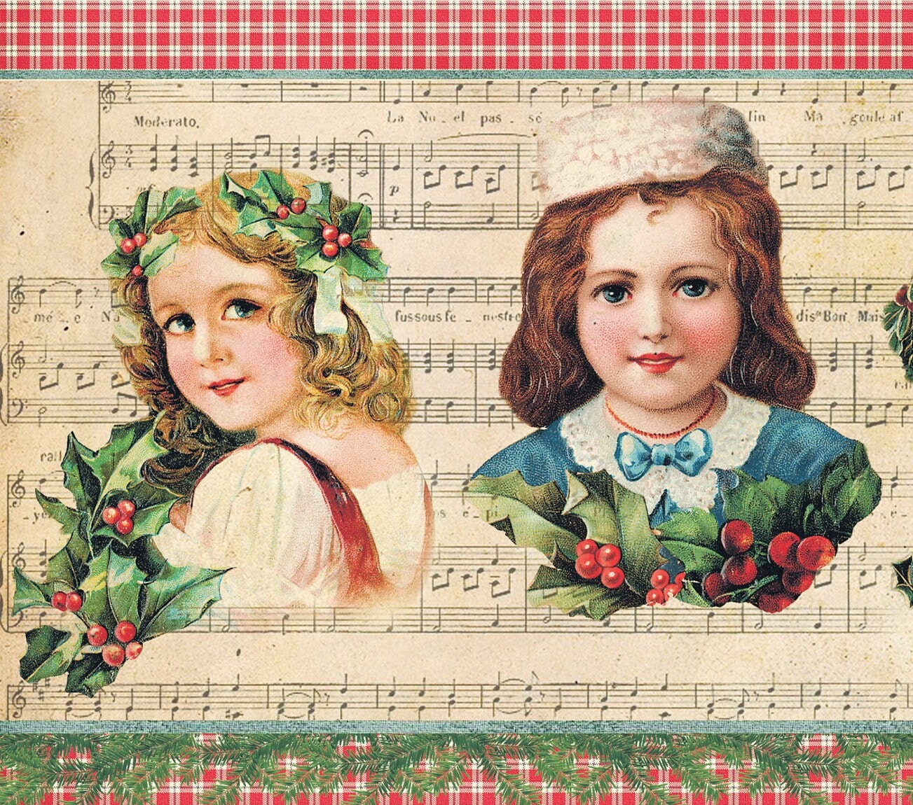 Large Decoupage Paper - Decoupage Art - Rice Paper for Decoupage - Decoupage for Furniture - Vintage Decoupage - Little Girls