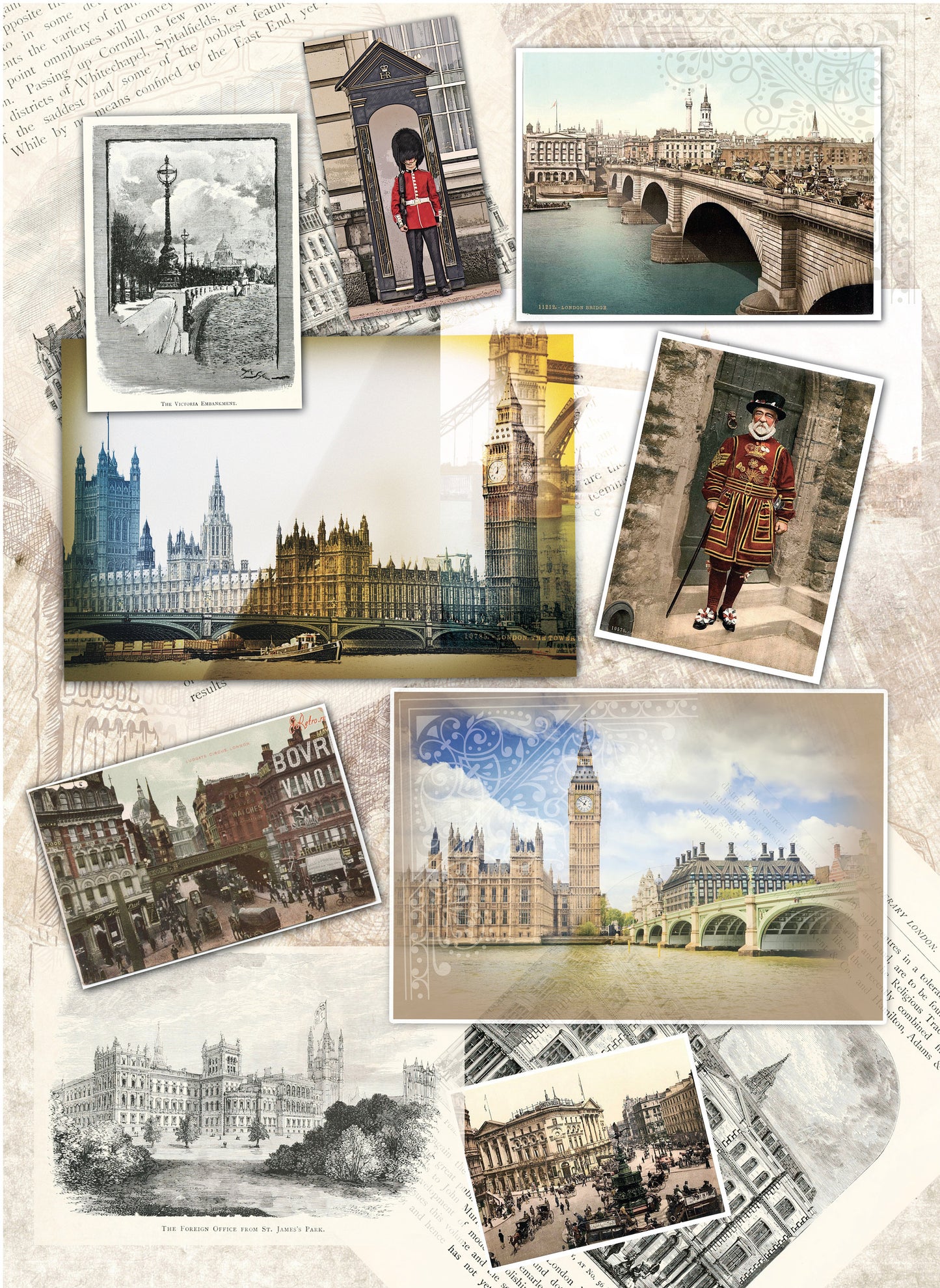 Large Decoupage Paper - Decoupage Art - Rice Paper for Decoupage - Decoupage for Furniture - Vintage Decoupage - London