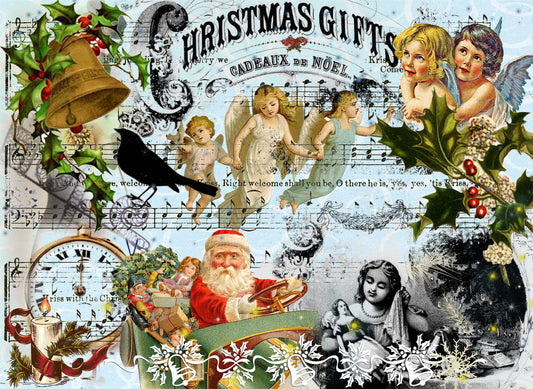 Large Decoupage Paper - Decoupage Art - Rice Paper for Decoupage - Decoupage for Furniture - Vintage Decoupage - Christmas Angels