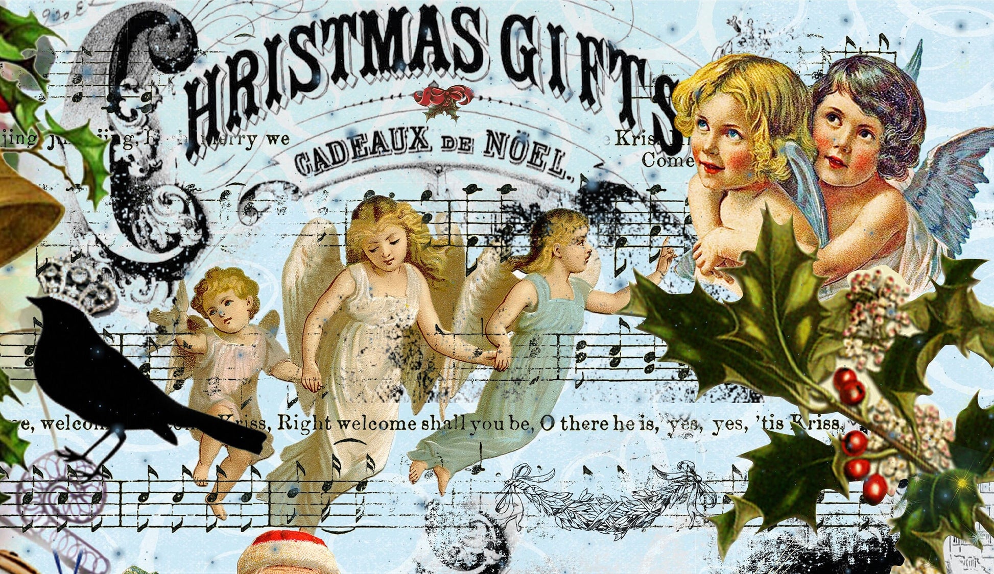 Large Decoupage Paper - Decoupage Art - Rice Paper for Decoupage - Decoupage for Furniture - Vintage Decoupage - Christmas Angels
