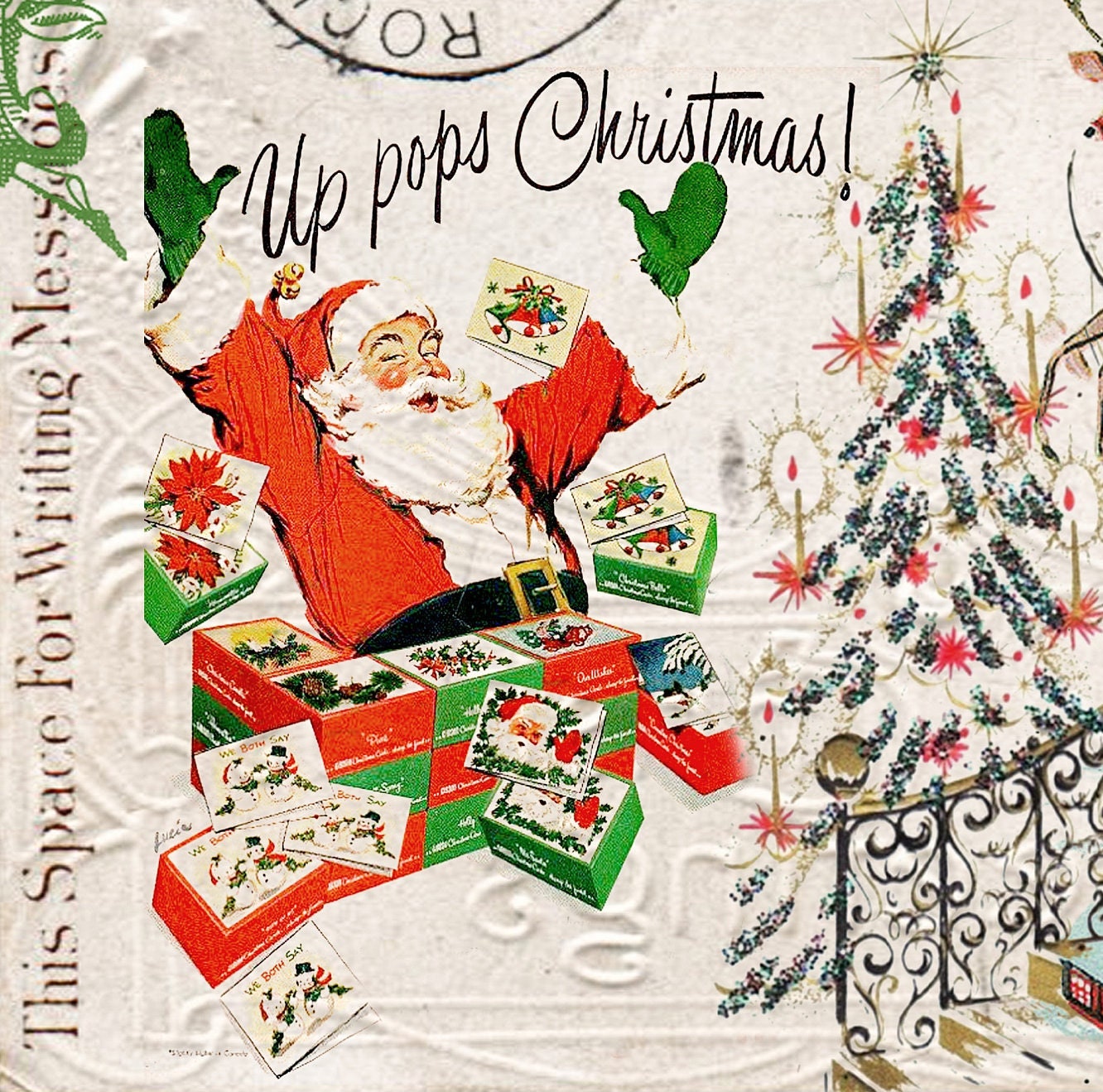 Large Decoupage Paper - Decoupage Art - Rice Paper for Decoupage - Decoupage for Furniture - Vintage Decoupage - Happy Christmas Santa