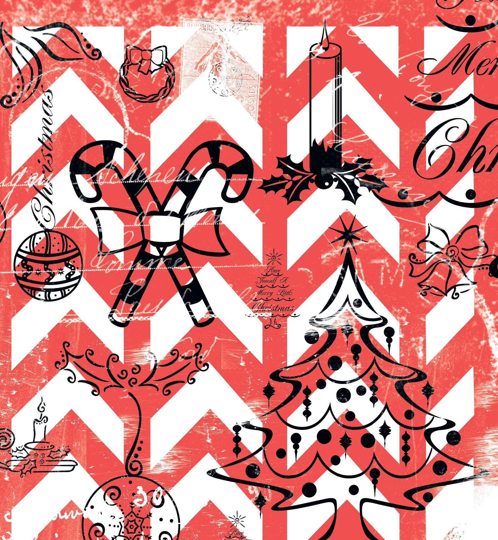Large Decoupage Paper - Decoupage Art - Rice Paper for Decoupage - Decoupage for Furniture - Vintage Decoupage - Happy Christmas