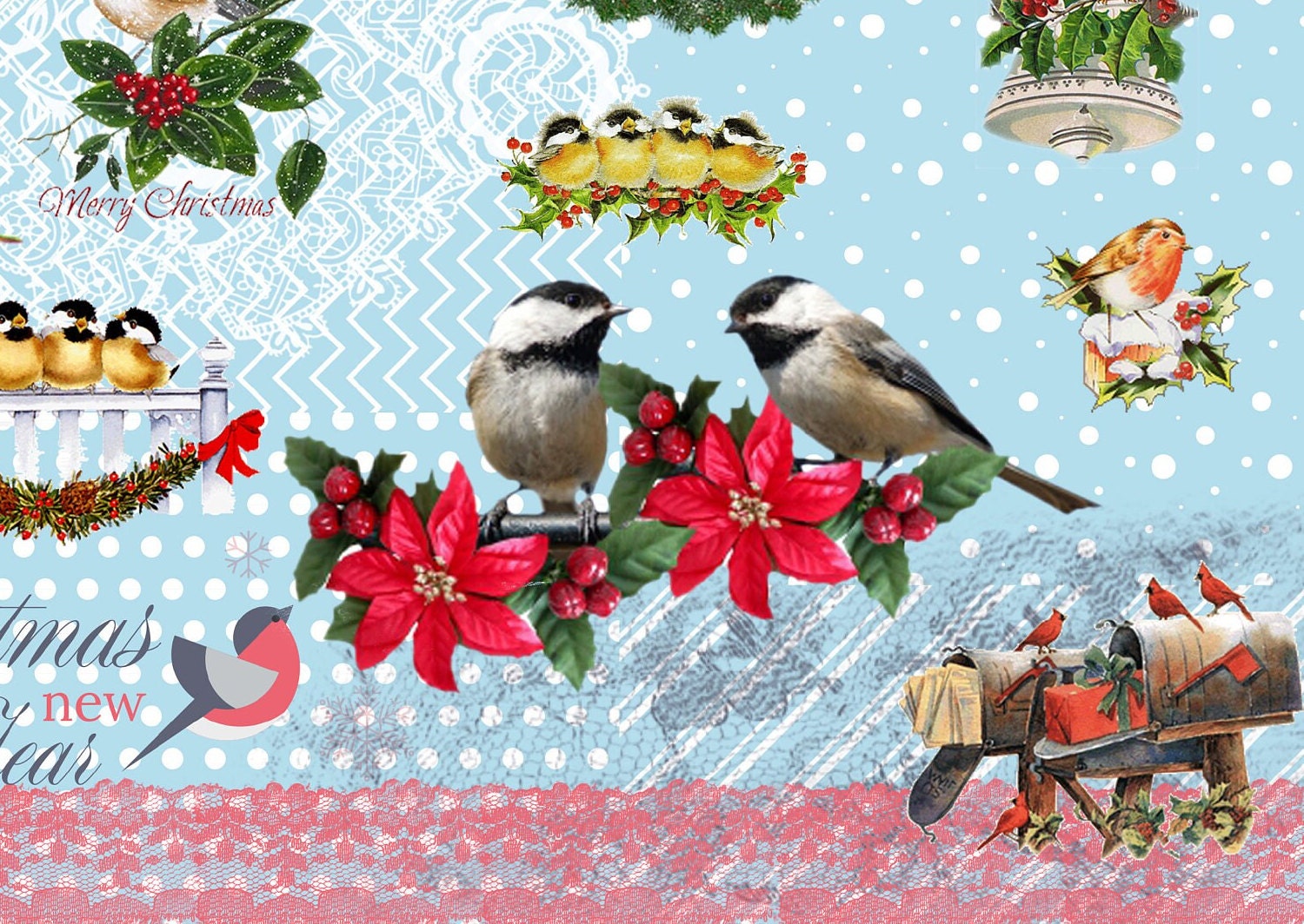 Large Decoupage Paper - Decoupage Art - Rice Paper for Decoupage - Decoupage for Furniture - Vintage Decoupage - Happy Christmas Tree