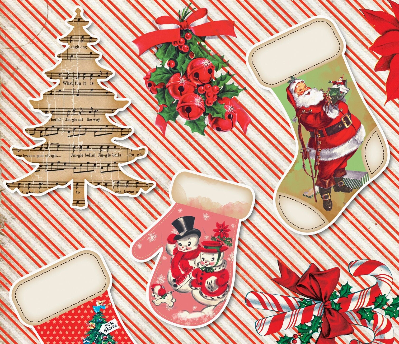 Large Decoupage Paper - Decoupage Art - Rice Paper for Decoupage - Decoupage for Furniture - Vintage Decoupage - Happy Christmas