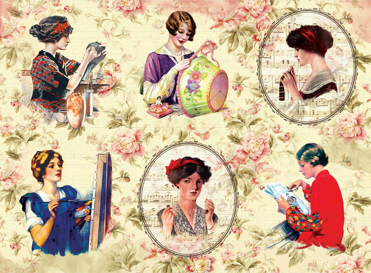 Large Decoupage Paper - Decoupage Art - Rice Paper for Decoupage - Decoupage for Furniture - Vintage Decoupage - Woman