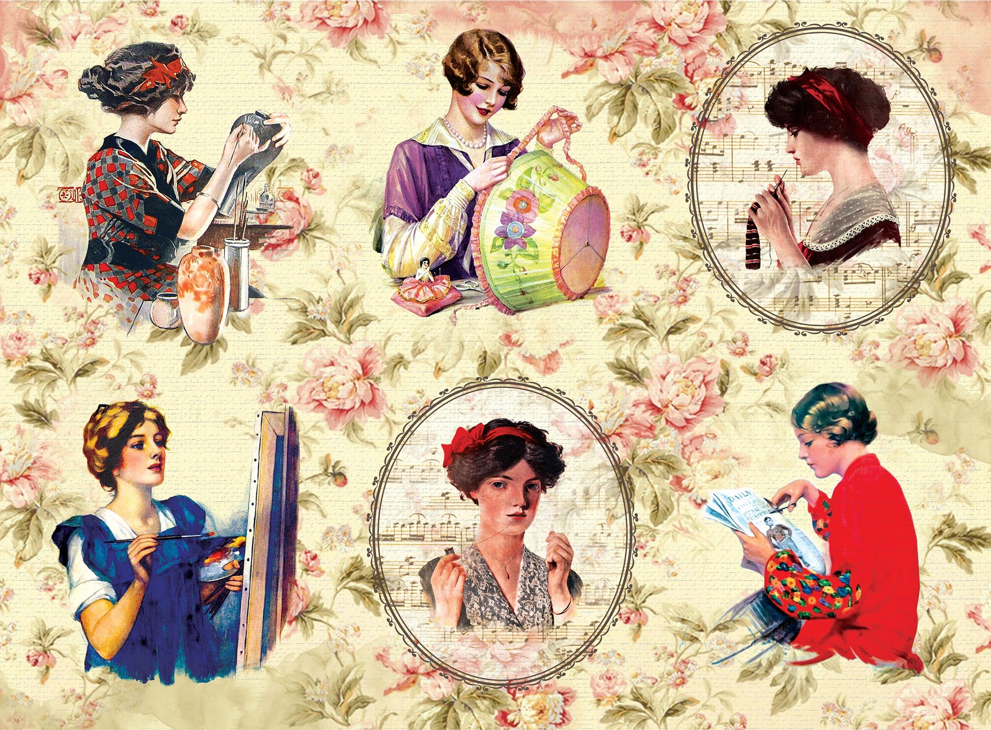 Large Decoupage Paper - Decoupage Art - Rice Paper for Decoupage - Decoupage for Furniture - Vintage Decoupage - Woman