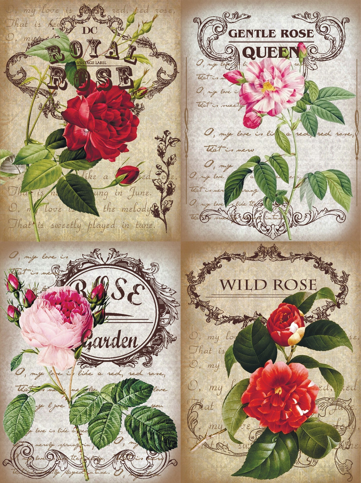 Large Decoupage Paper - Decoupage Art - Rice Paper for Decoupage - Decoupage for Furniture - Vintage Decoupage - Roses