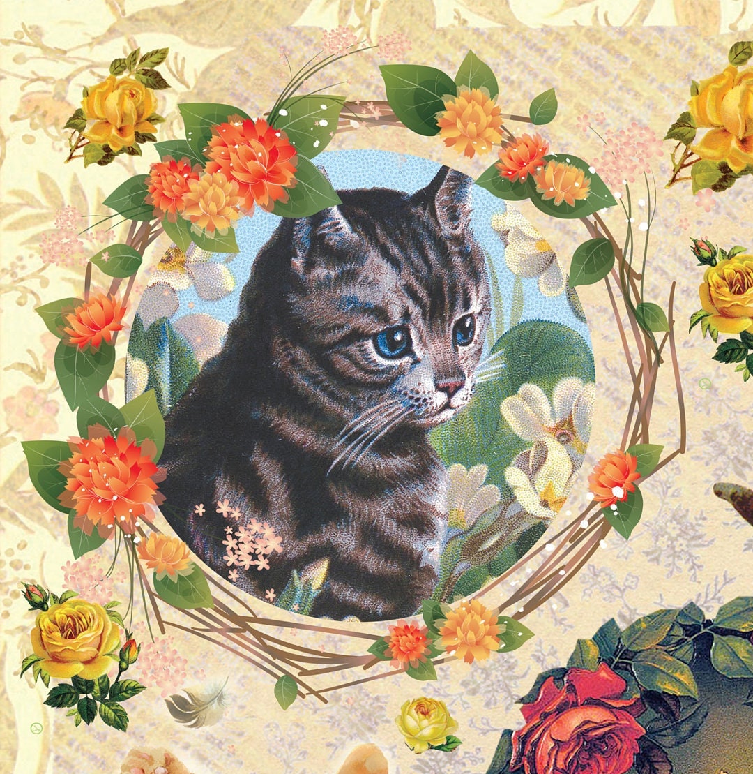 Large Decoupage Paper - Decoupage Art - Rice Paper for Decoupage - Decoupage for Furniture - Vintage Decoupage - Cats