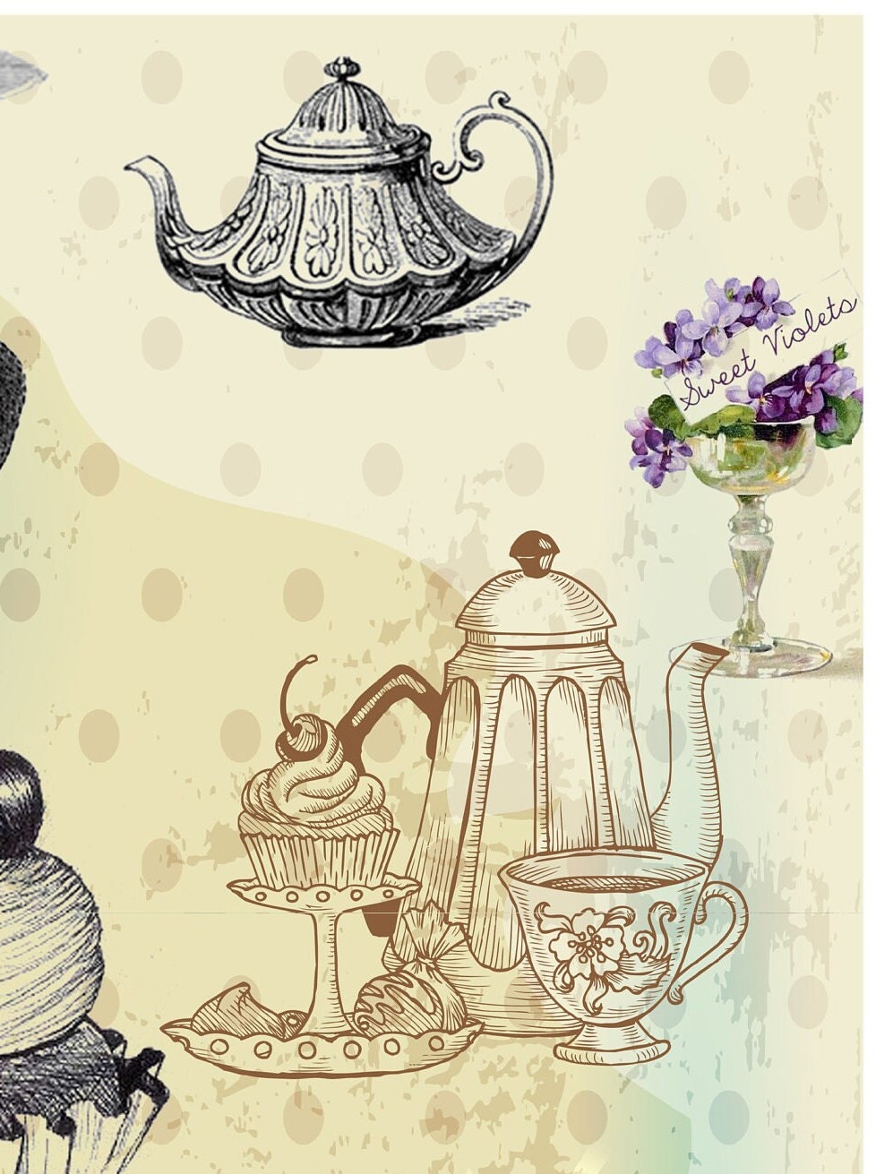 Decoupage Rice Paper - Vintage Kitchen & Lavender Art