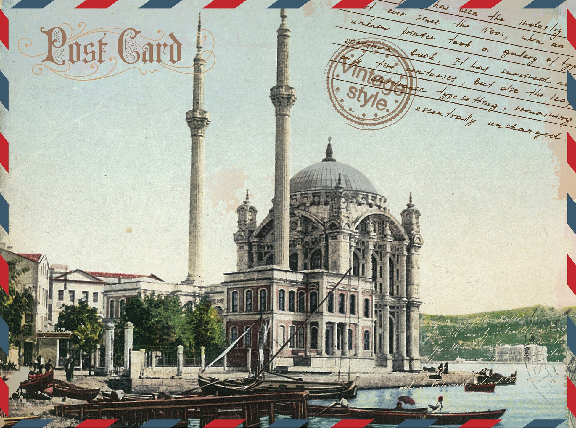 Large Decoupage Paper - Decoupage Art - Rice Paper for Decoupage - Decoupage for Furniture - Vintage Decoupage - Istanbul Postcard