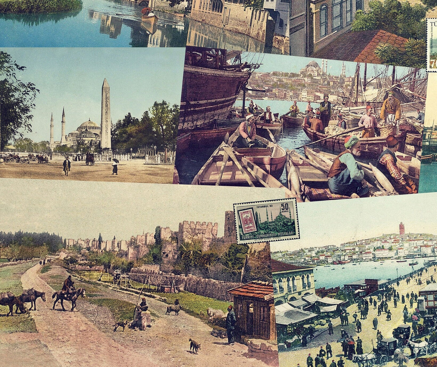 Large Decoupage Paper - Decoupage Art - Rice Paper for Decoupage - Decoupage for Furniture - Vintage Decoupage - Istanbul Postcard