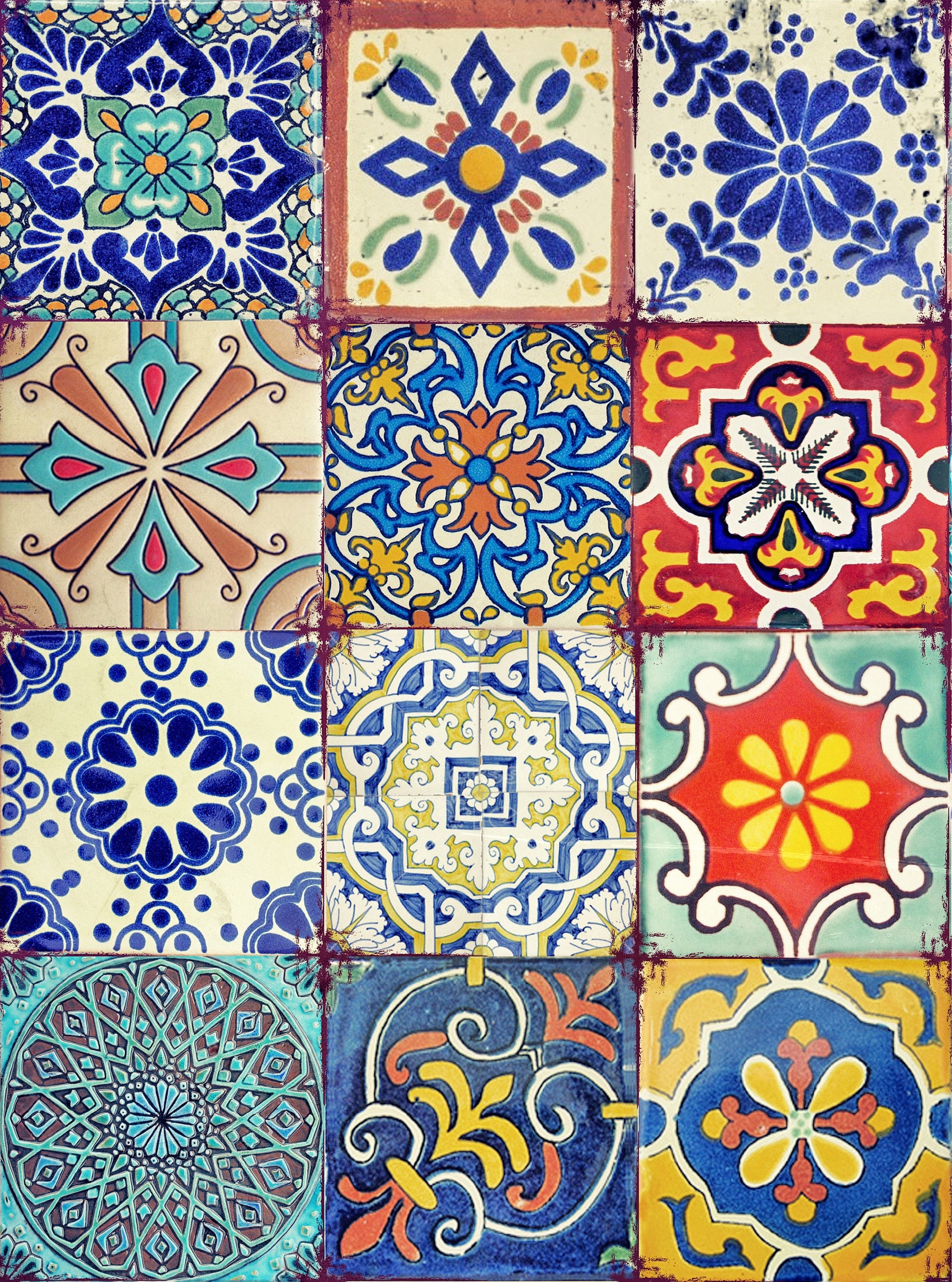 Large Decoupage Paper - Decoupage Art - Rice Paper for Decoupage - Decoupage for Furniture - Vintage Decoupage - Colorful Tile - Moroccon