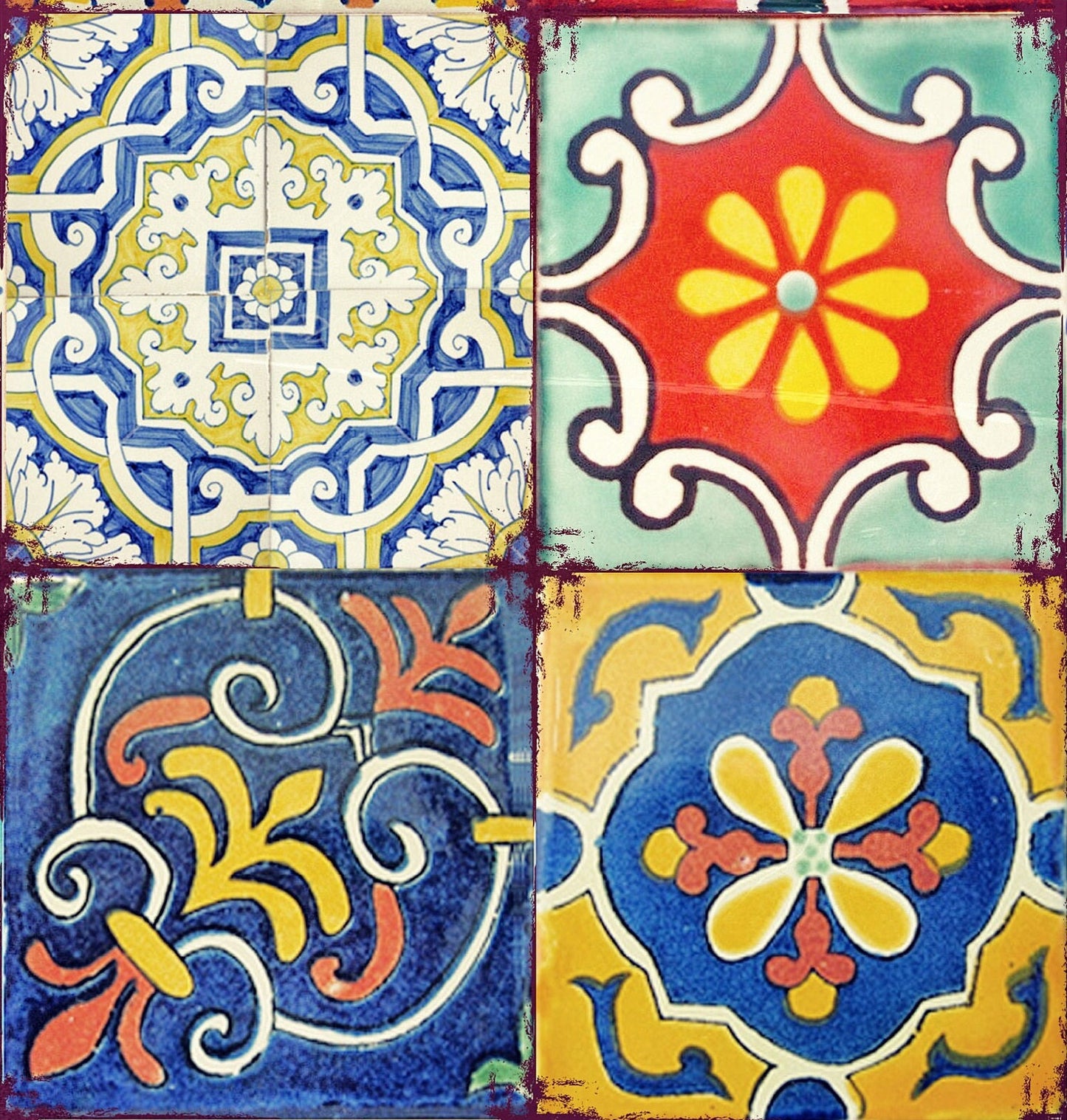 Large Decoupage Paper - Decoupage Art - Rice Paper for Decoupage - Decoupage for Furniture - Vintage Decoupage - Colorful Tile - Moroccon