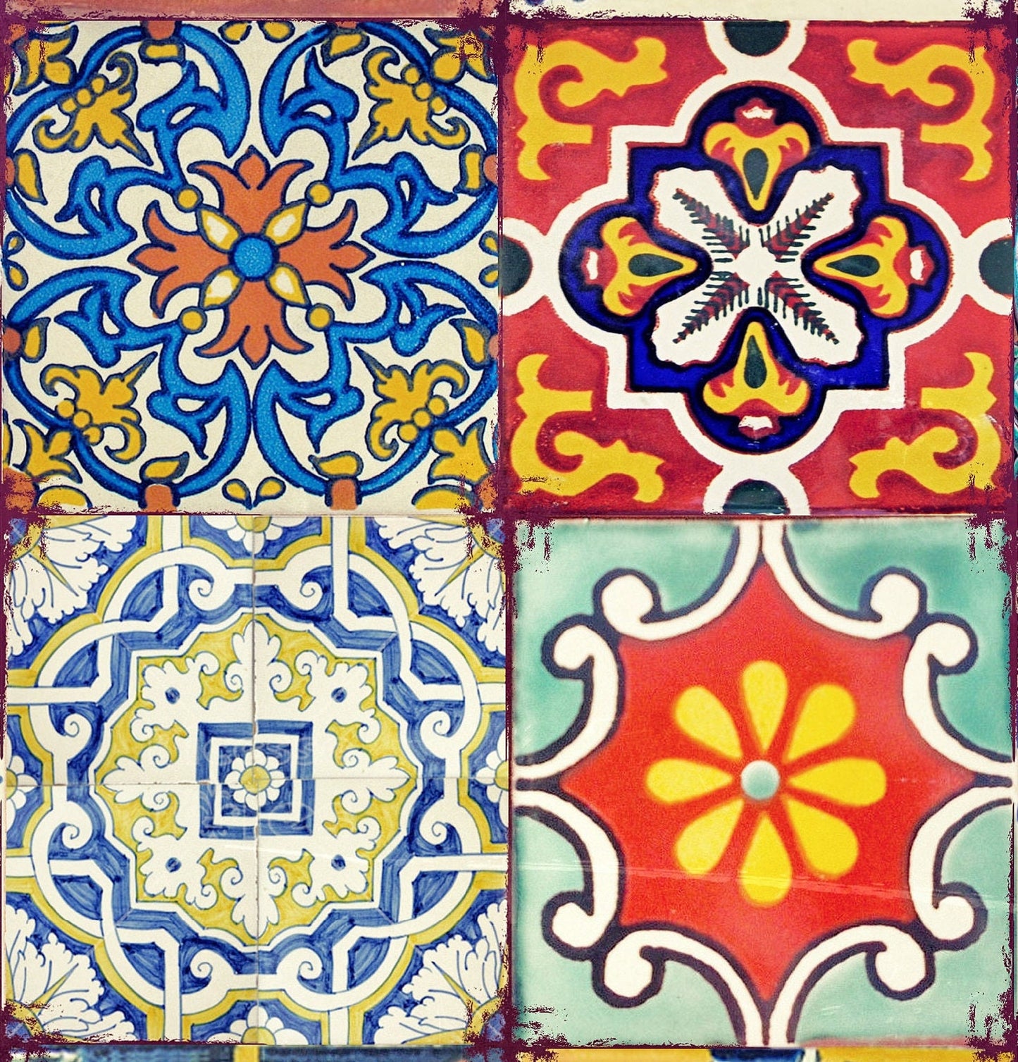 Large Decoupage Paper - Decoupage Art - Rice Paper for Decoupage - Decoupage for Furniture - Vintage Decoupage - Colorful Tile - Moroccon