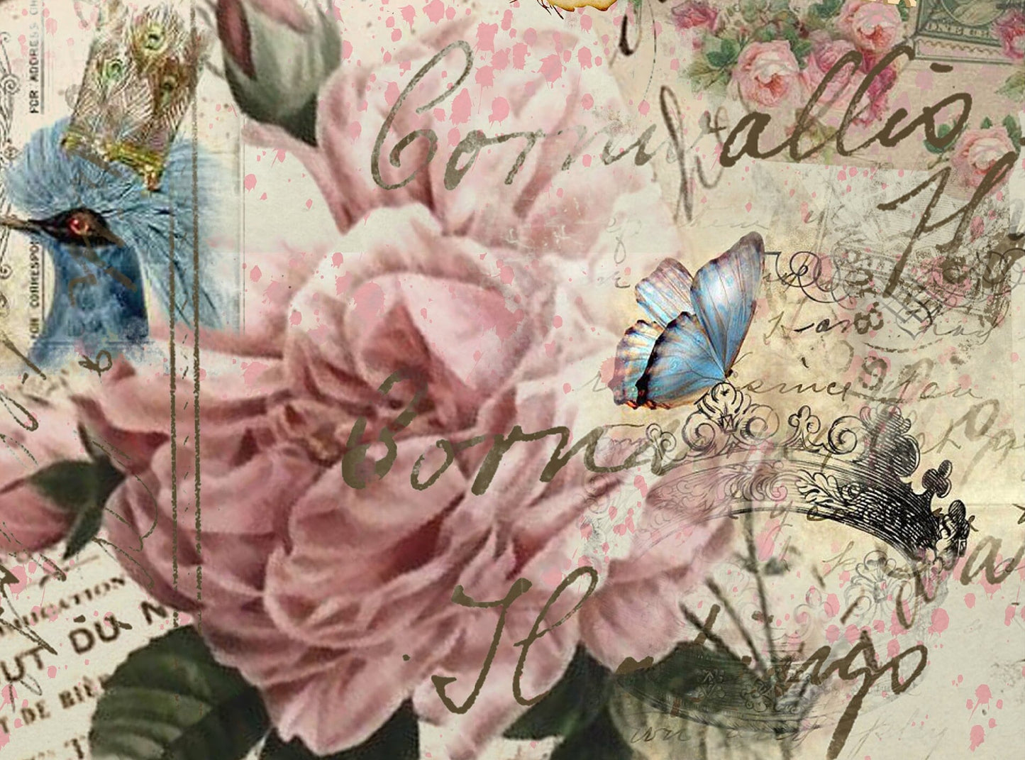 Vintage Shoes Flowers Rice Paper - Decoupage Art for Furniture