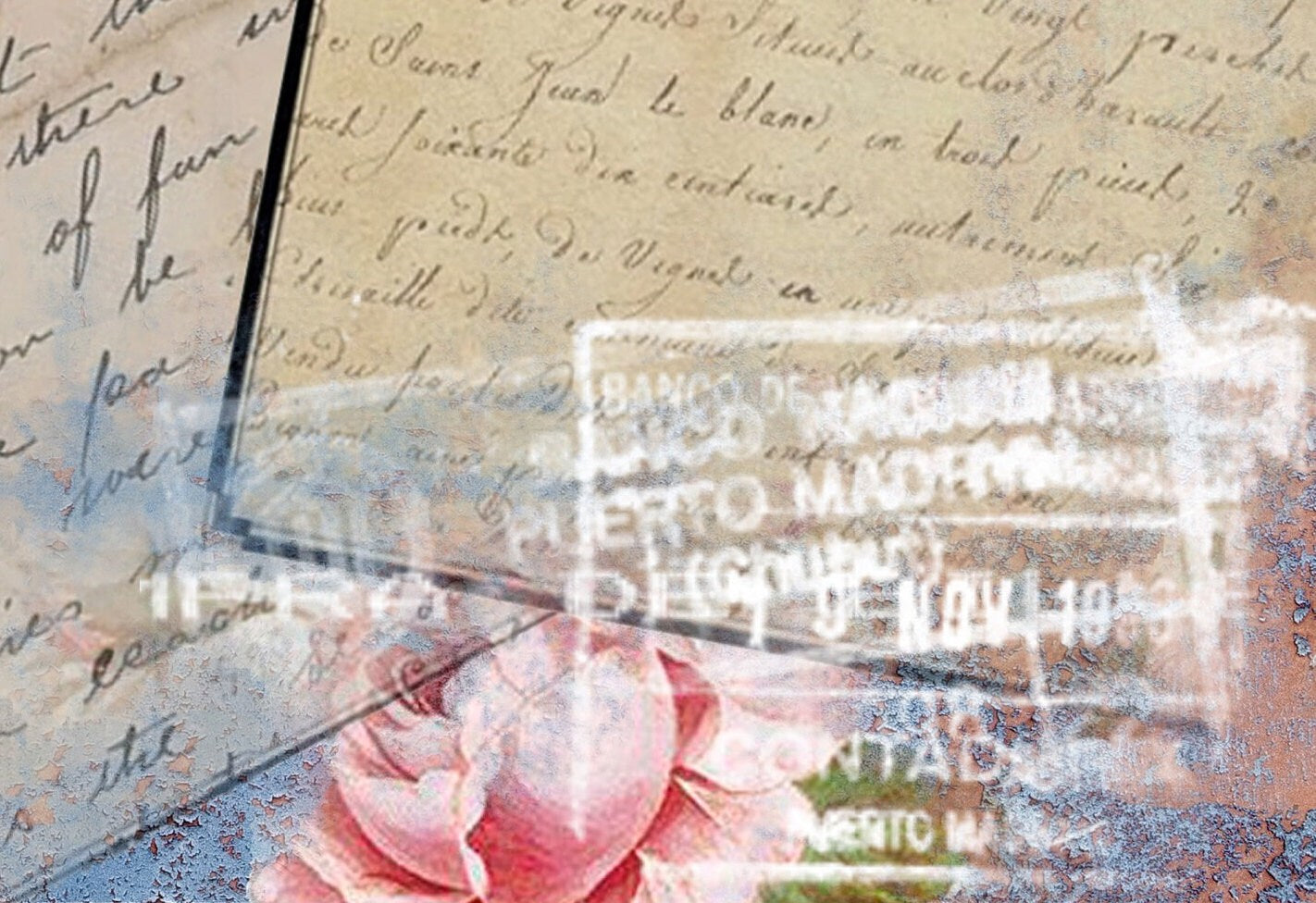 Large Decoupage Paper - Decoupage Art - Rice Paper for Decoupage - Decoupage for Furniture - Vintage Decoupage - Old Letter Pink Roses