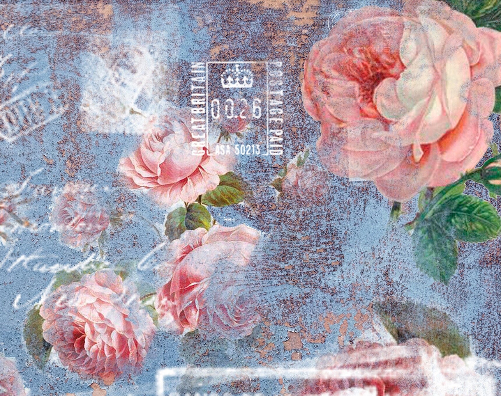 Large Decoupage Paper - Decoupage Art - Rice Paper for Decoupage - Decoupage for Furniture - Vintage Decoupage - Stamp Pink Roses