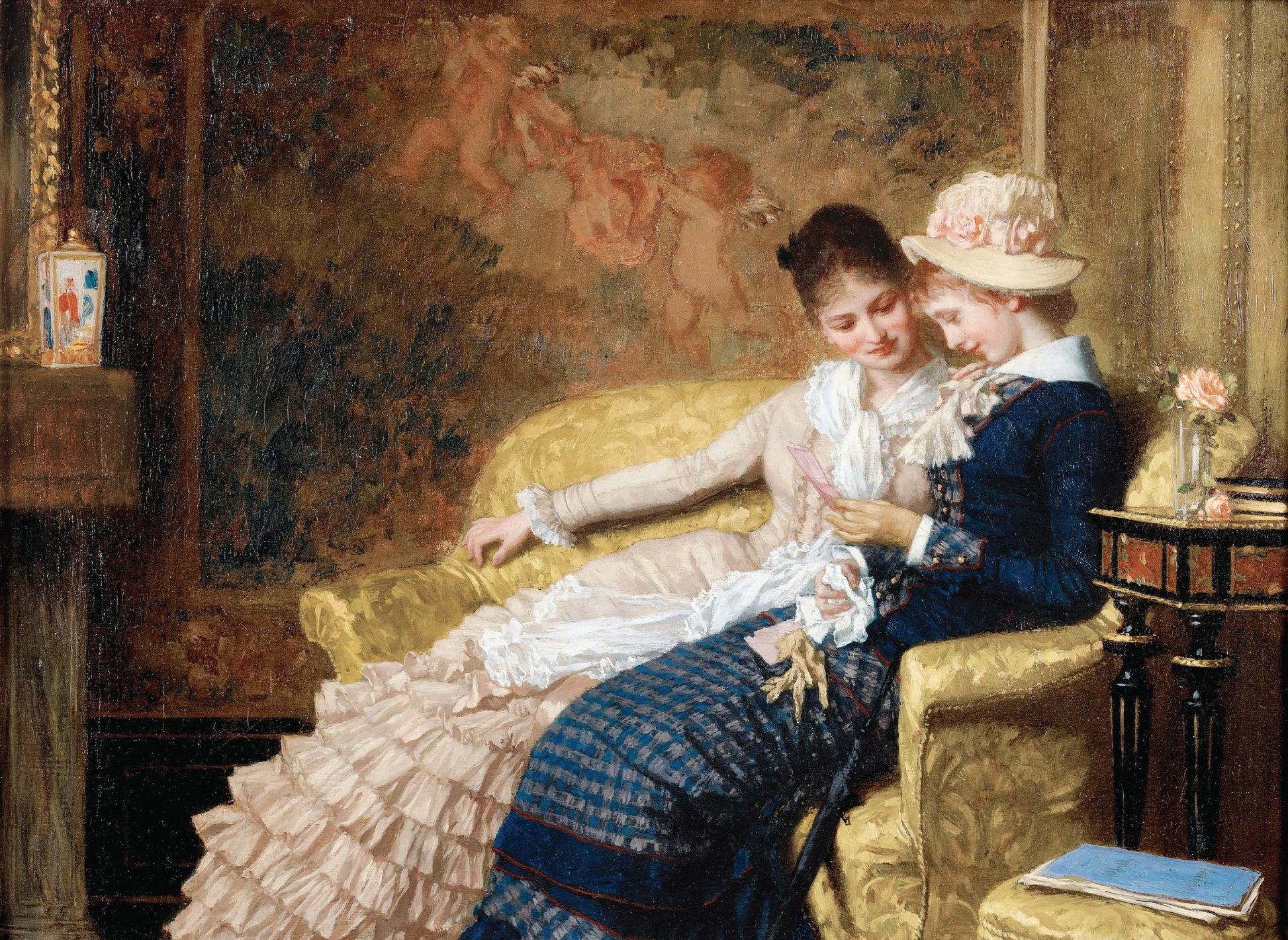 Oil Paint Victorian Women - Large Decoupage Paper for Furniture - Vintage Decoupage - Rice Paper - Decoupage Paper