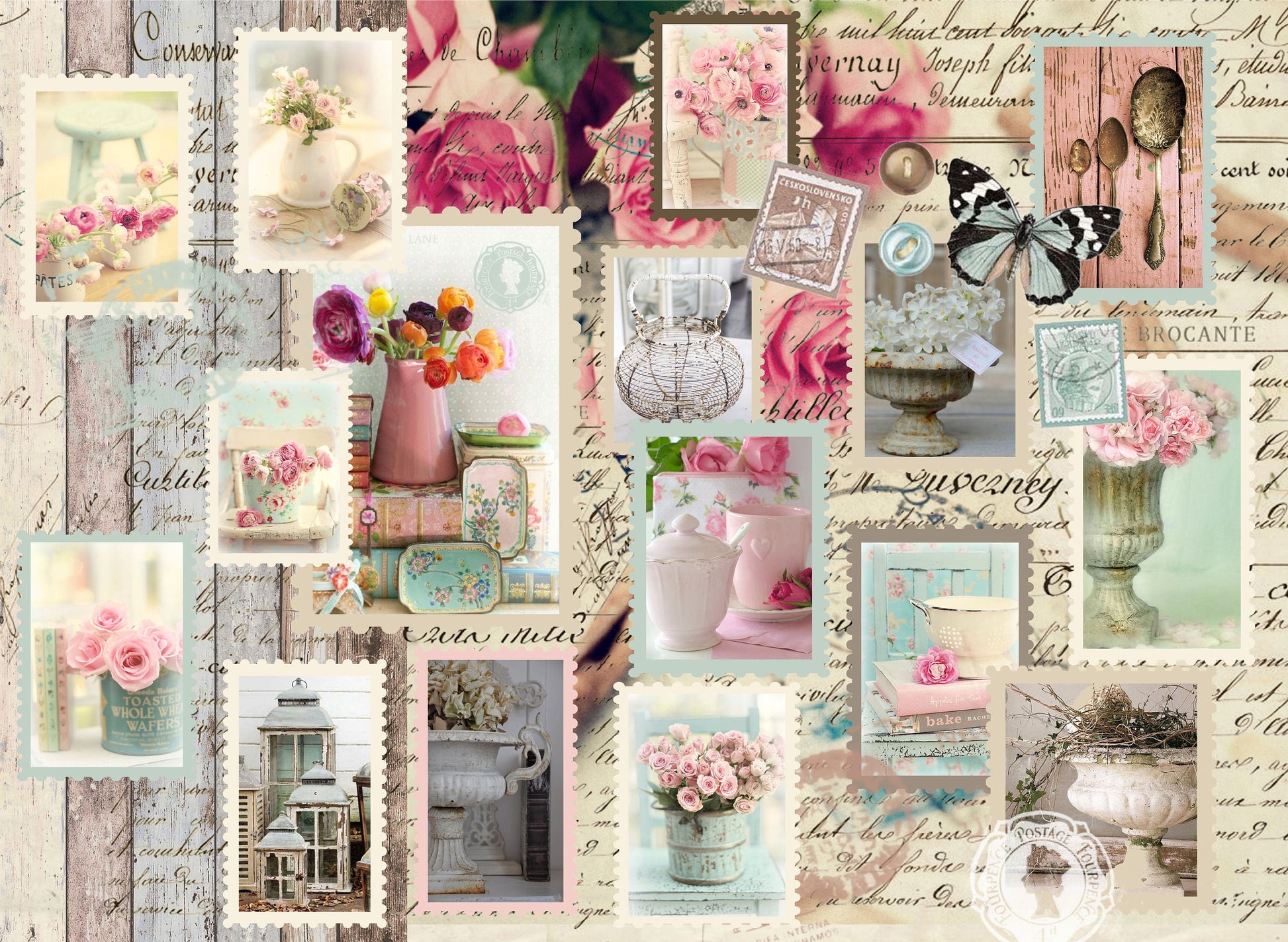 Large Decoupage Paper - Decoupage Art - Rice Paper for Decoupage - Decoupage for Furniture - Vintage Decoupage - Floral