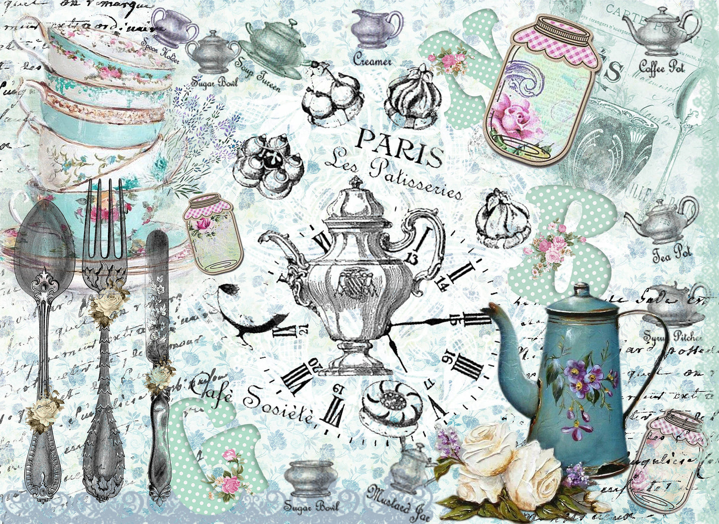 Large Decoupage Paper - Decoupage Art - Rice Paper for Decoupage - Decoupage for Furniture - Vintage Decoupage - Kitchen