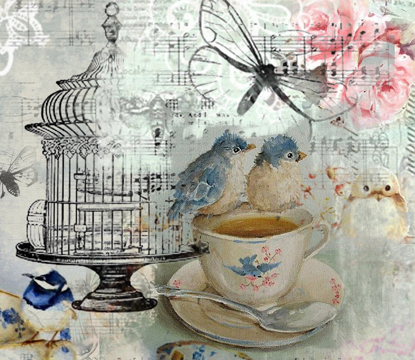 Large Decoupage Paper - Decoupage Art - Rice Paper for Decoupage - Decoupage for Furniture - Vintage Decoupage - Butterfly