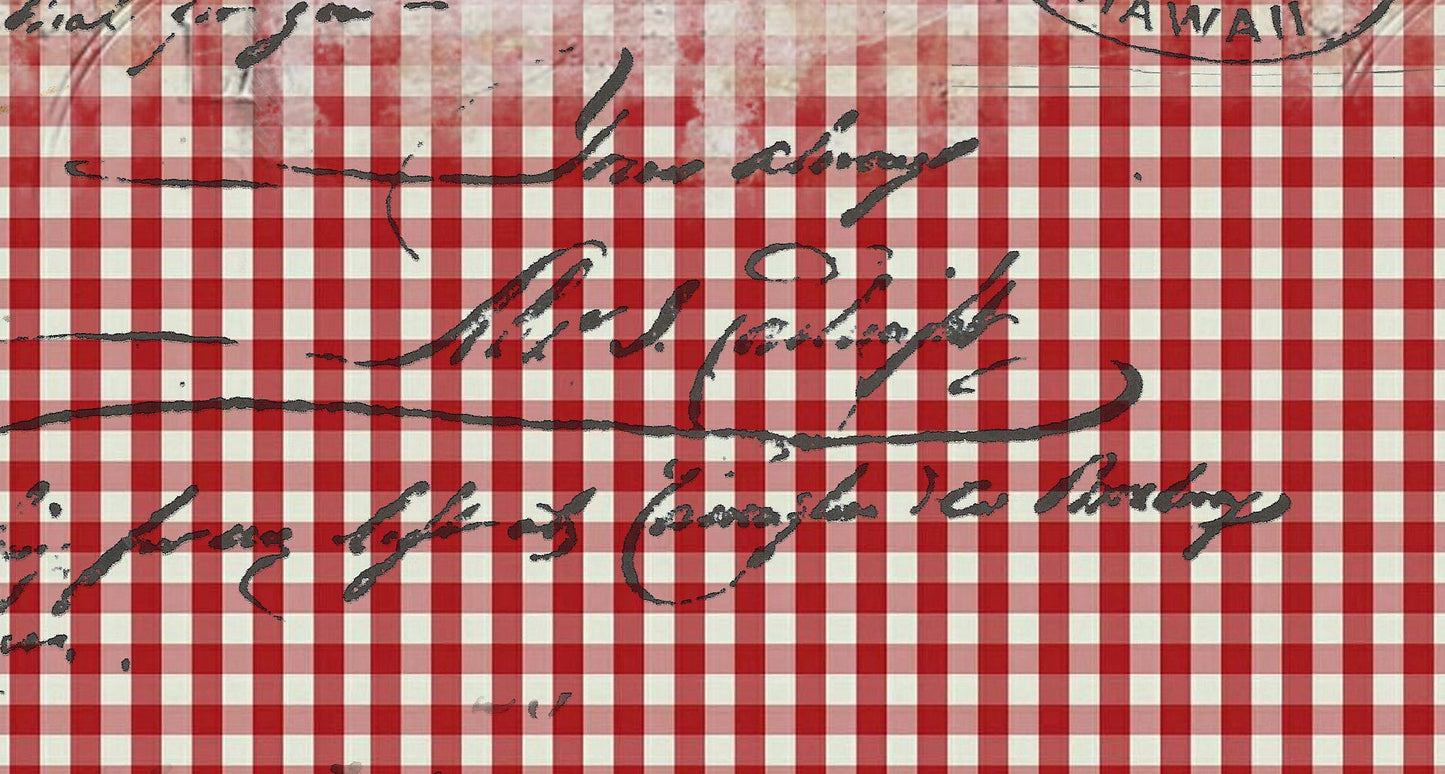 Large Decoupage Paper - Decoupage Art - Rice Paper for Decoupage - Decoupage for Furniture - Vintage Decoupage - Red Gingham