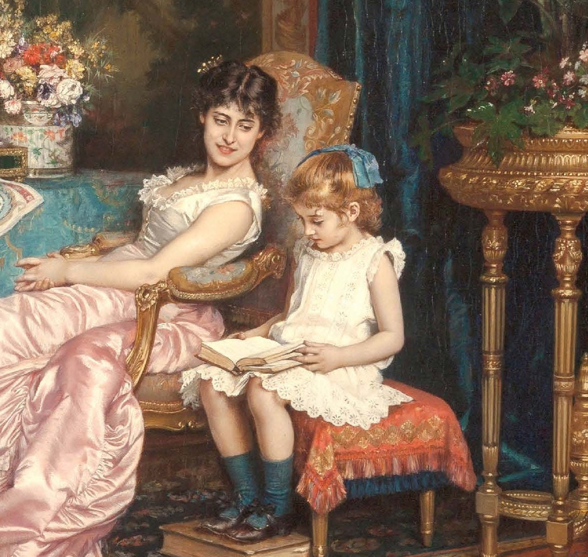 Victorian Era Mother & Child - Large Decoupage Paper for Furniture - Vintage Decoupage - Rice Paper - Decoupage Paper