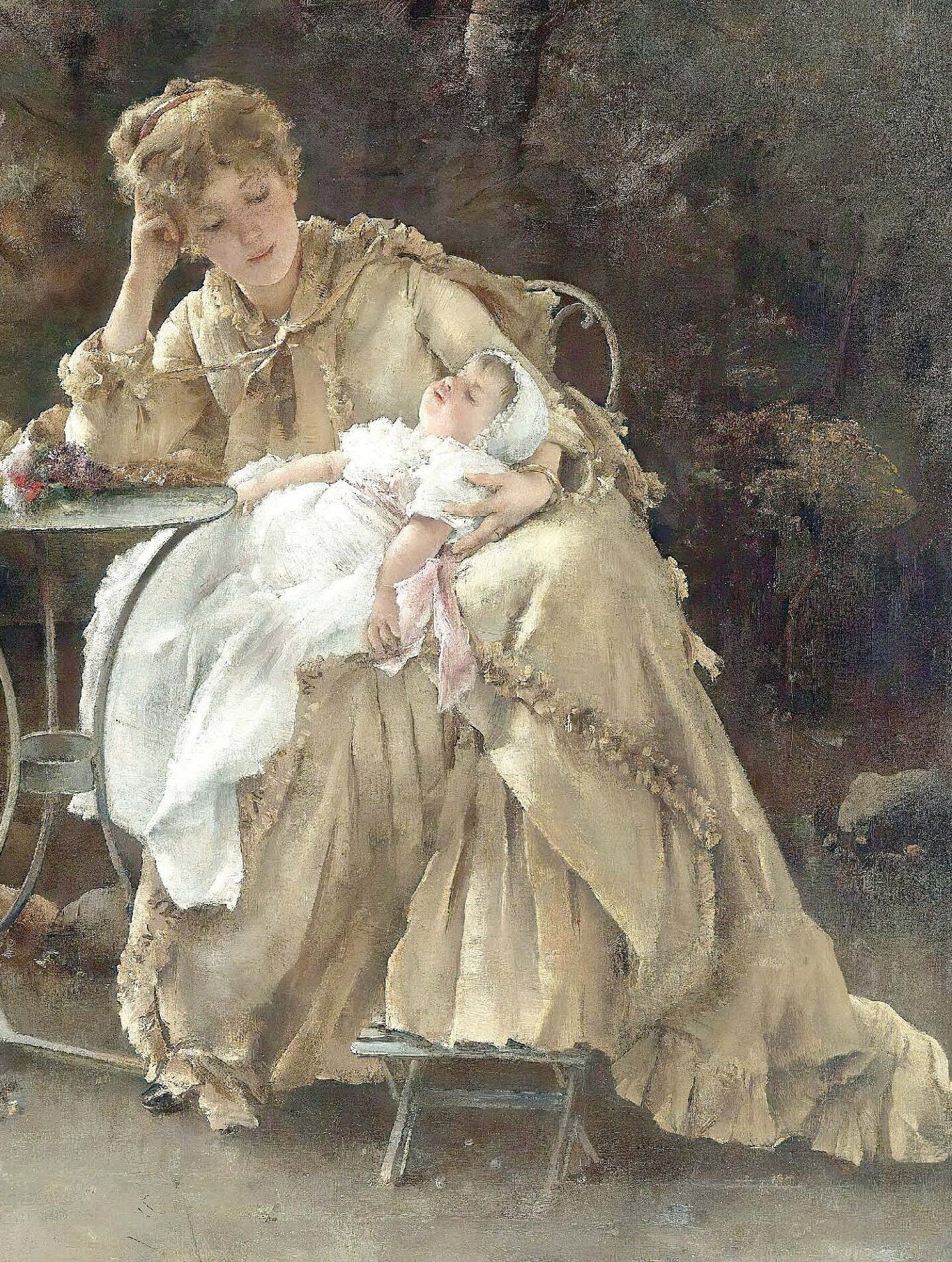 Victorian Era Mother & Child - Large Decoupage Paper for Furniture - Vintage Decoupage - Rice Paper - Decoupage Paper