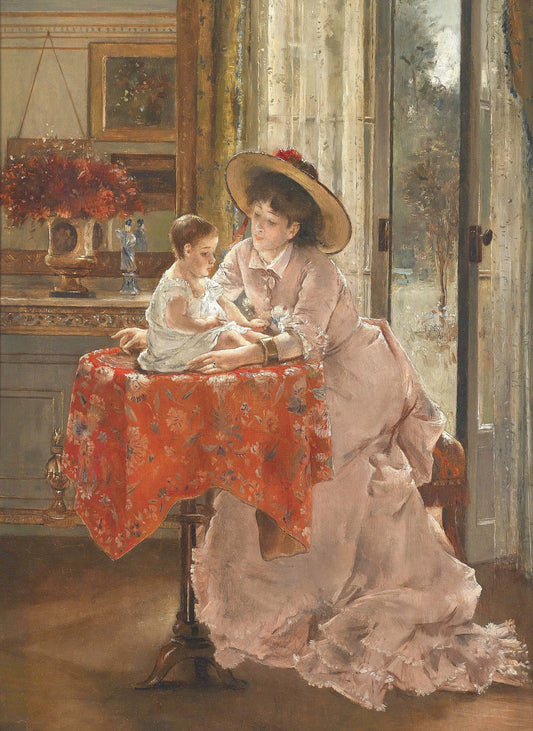 Victorian Era Mother & Child - Large Decoupage Paper for Furniture - Vintage Decoupage - Rice Paper - Decoupage Paper