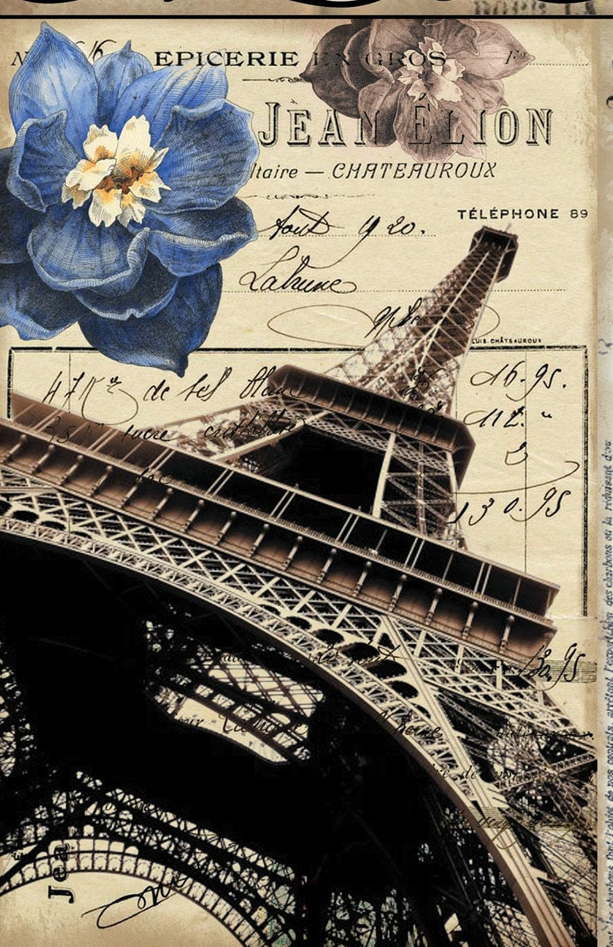 Paris Floral Decoupage Paper - Large Rice Paper for Decoupage - Furniture Decoupage - Vintage Decoupage