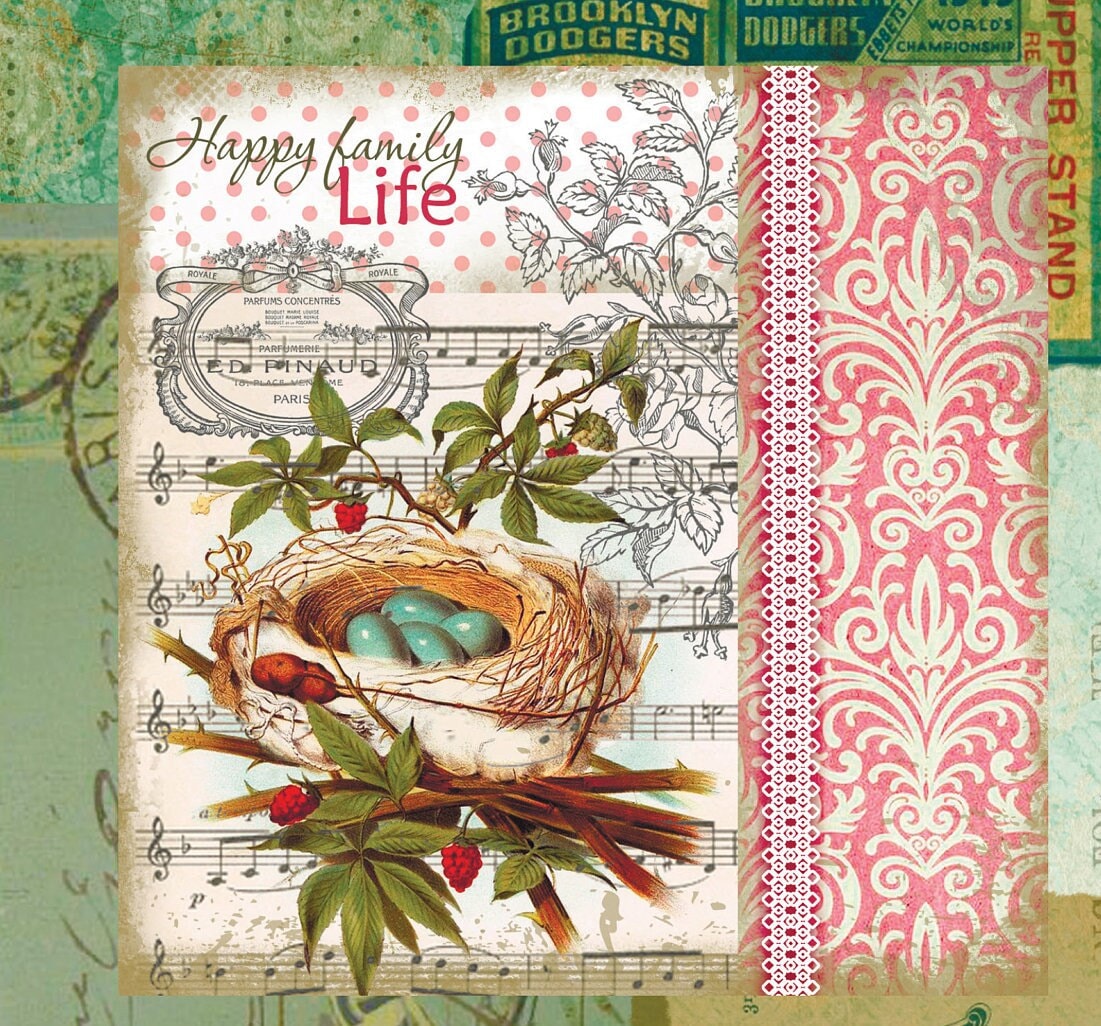 Large Rice Paper for Decoupage - Furniture Decoupage - Vintage Decoupage - Floral Decoupage Paper - Bird Nest