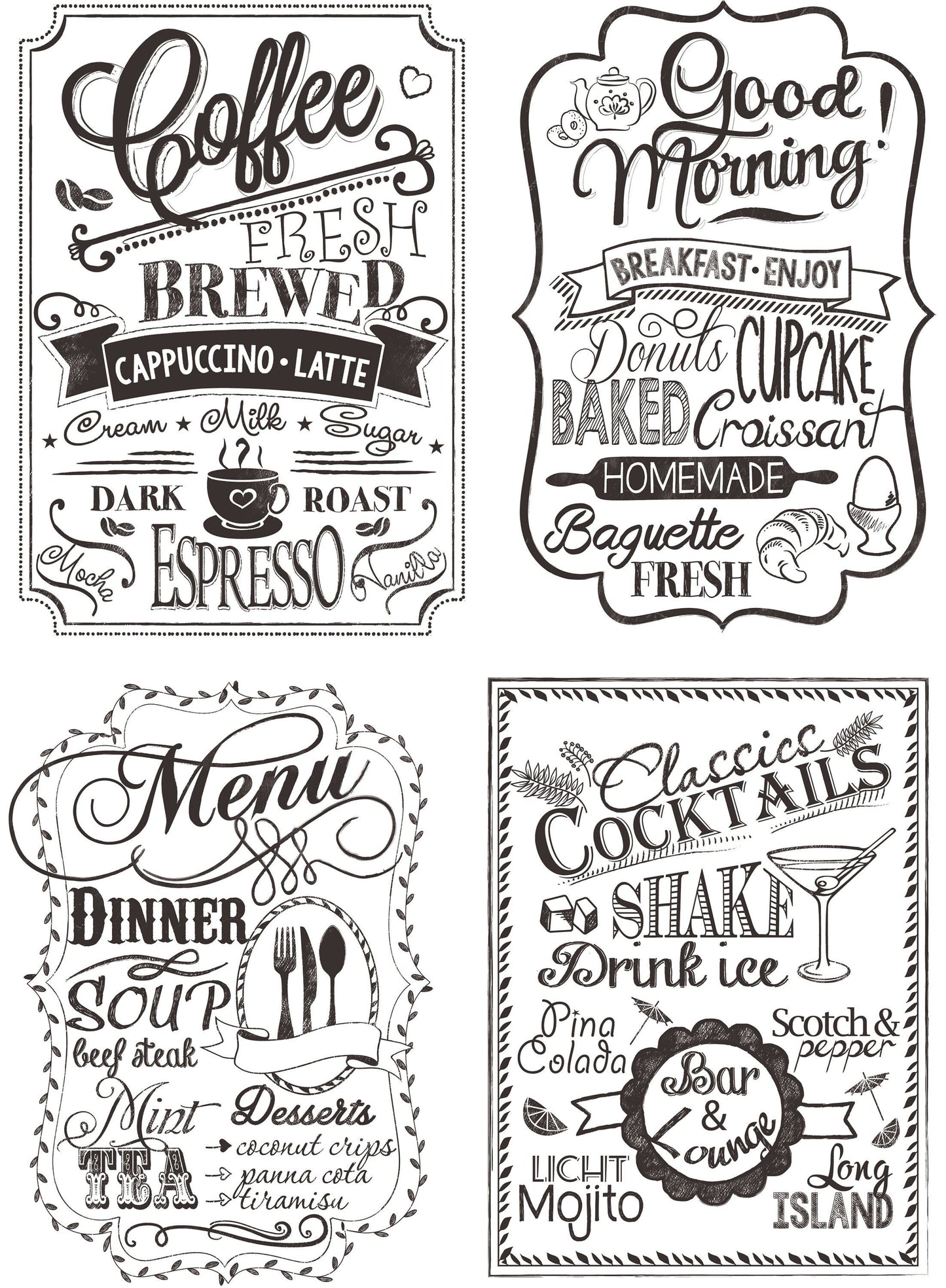 Large Rice Paper for Decoupage - Furniture Decoupage - Vintage Decoupage - Floral Decoupage Paper - Coffe Bar Kitchen Cocktail Menu