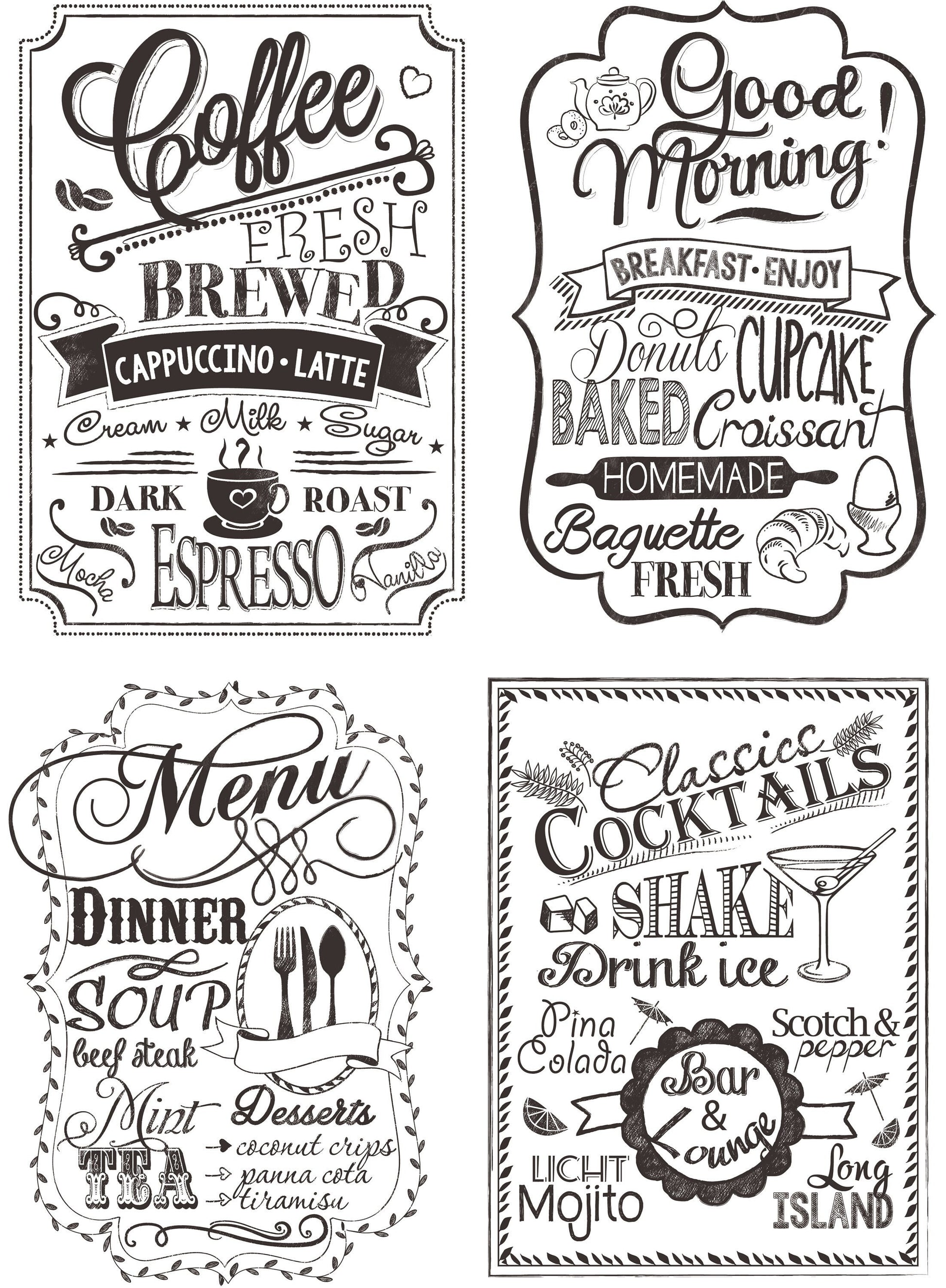 Large Rice Paper for Decoupage - Furniture Decoupage - Vintage Decoupage - Floral Decoupage Paper - Coffe Bar Kitchen Cocktail Menu