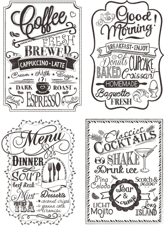 Large Rice Paper for Decoupage - Furniture Decoupage - Vintage Decoupage - Floral Decoupage Paper - Coffe Bar Kitchen Cocktail Menu