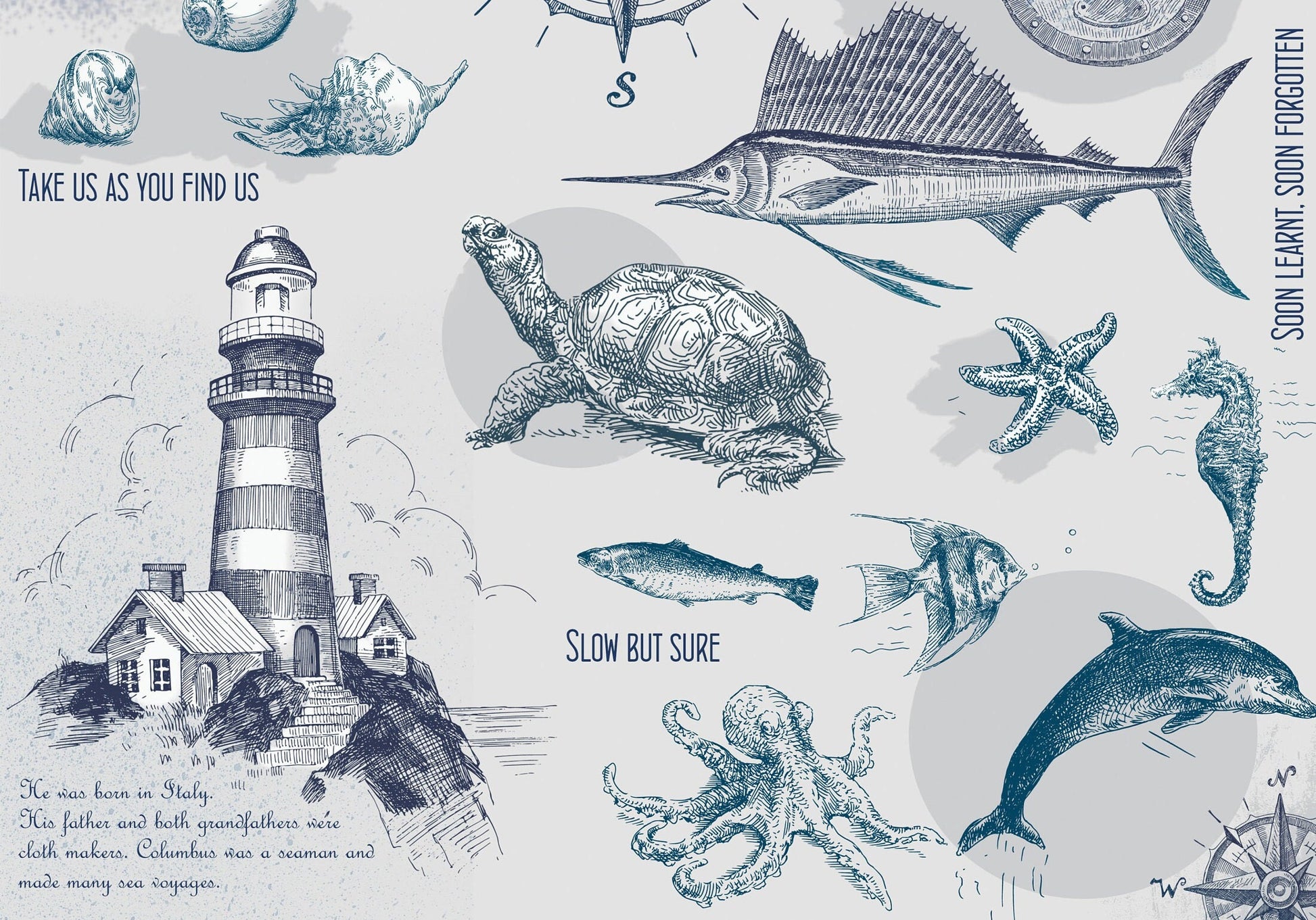 Large Rice Paper for Decoupage - Furniture Decoupage - Vintage Decoupage - Floral Decoupage Paper - Lighthouse Turtle Compas Ocean