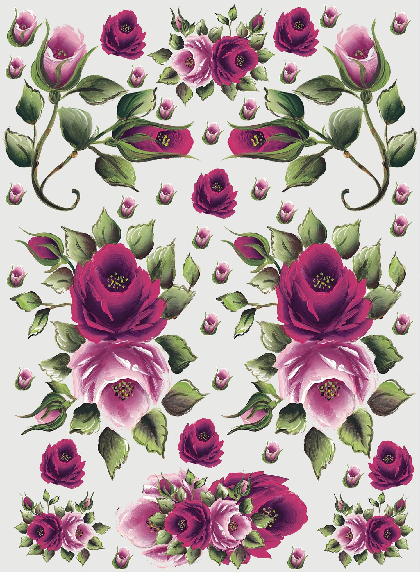 Large Rice Paper for Decoupage - Furniture Decoupage - Vintage Decoupage - Floral Decoupage Paper - Oil Painting Red Roses