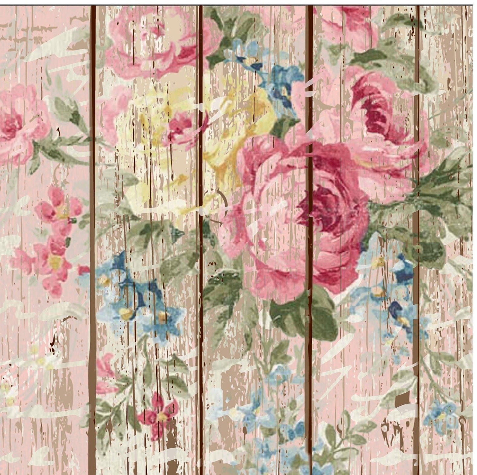 Large Rice Paper for Decoupage - Furniture Decoupage - Vintage Floral - Old Wooden Floor Roses