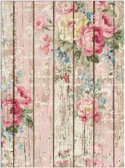Large Rice Paper for Decoupage - Furniture Decoupage - Vintage Floral - Old Wooden Floor Roses