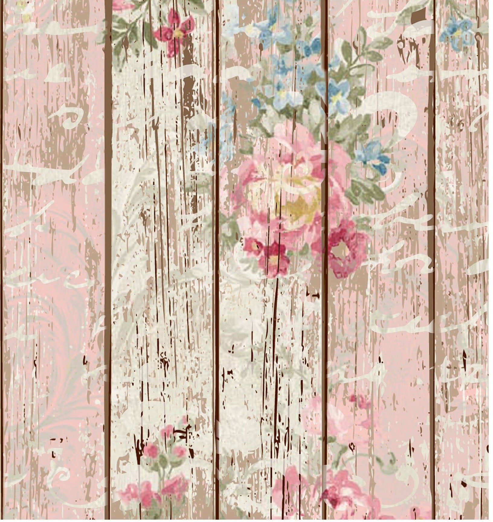 Large Rice Paper for Decoupage - Furniture Decoupage - Vintage Floral - Old Wooden Floor Roses